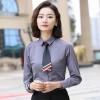 Group purchase of 2022 new long-sleeved grey cotton shirts with embroidered logo for both men and women's professional attire Specification image